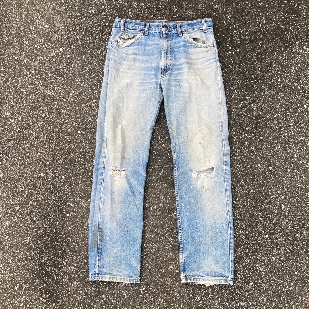 80s LEVI DISTRESSED ORANGE TAB 501s